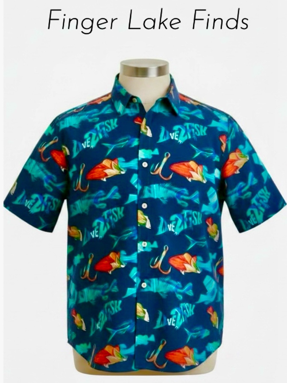 Newport Blue Live2Fish Button Front Shirt, XXL